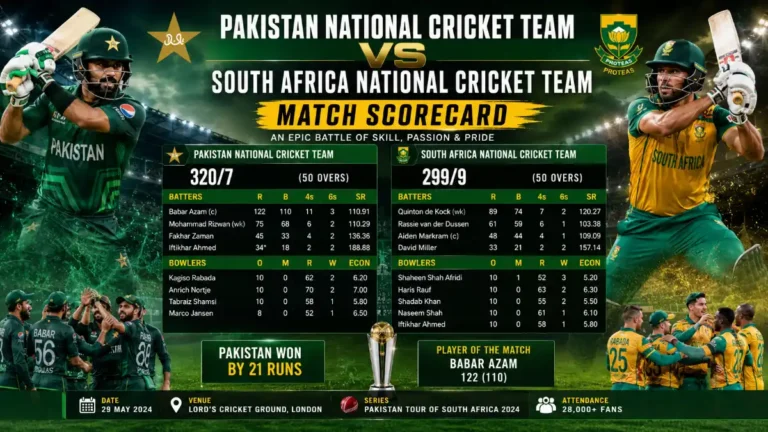 pakistan national cricket team vs south africa national cricket team match scorecard