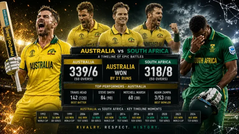 Australian Men’s Cricket Team vs South Africa National Cricket Team Timeline