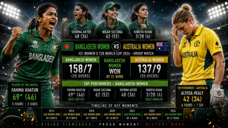 Bangladesh Women vs Australia Women's National Cricket Team Timeline