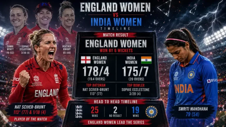 England Women's National Cricket Team vs India Women's National Cricket Team Timeline