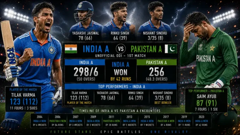 India A vs Pakistan A Cricket Team Timeline