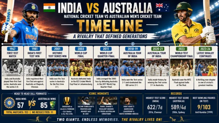 India National Cricket Team vs Australian Men’s Cricket Team Timeline