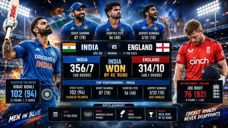 India National Cricket Team vs England Cricket Team Match Scorecard