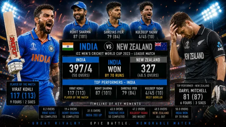 India National Cricket Team vs New Zealand National Cricket Team Match Scorecard