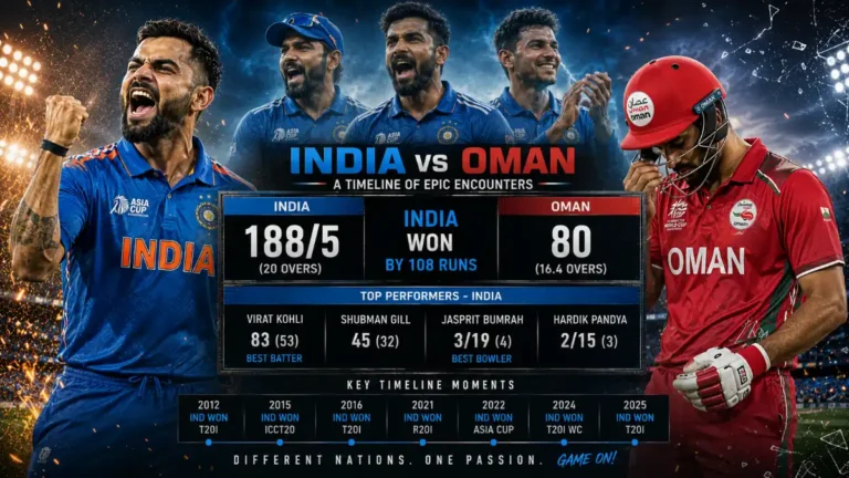 India National Cricket Team vs Oman National Cricket Team Timeline