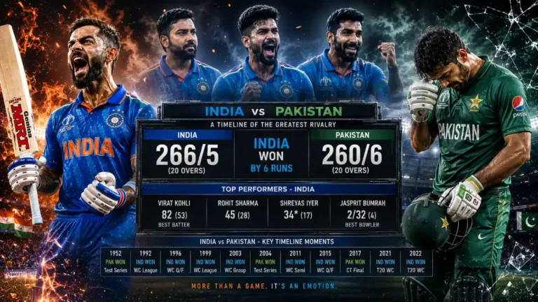 India National Cricket Team vs Pakistan National Cricket Team Timeline