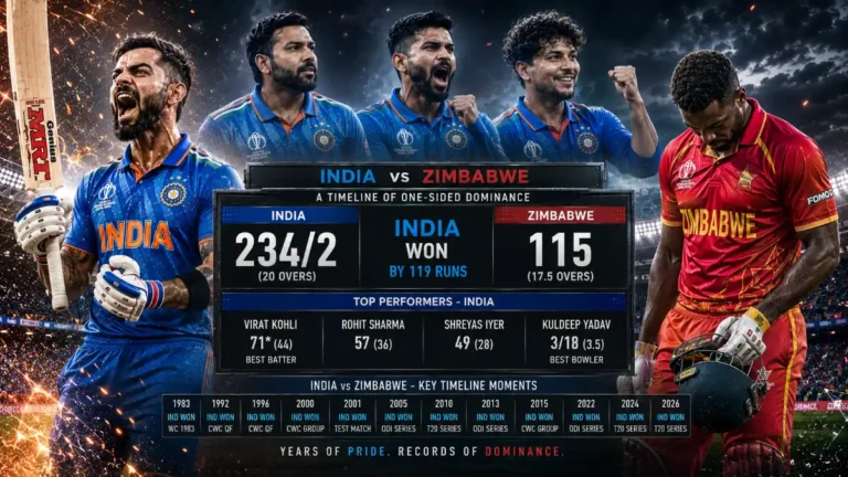 India National Cricket Team vs Zimbabwe National Cricket Team Timeline
