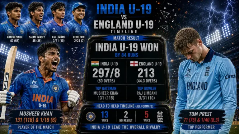 India National Under-19 Cricket Team vs England Under-19 Cricket Team Timeline