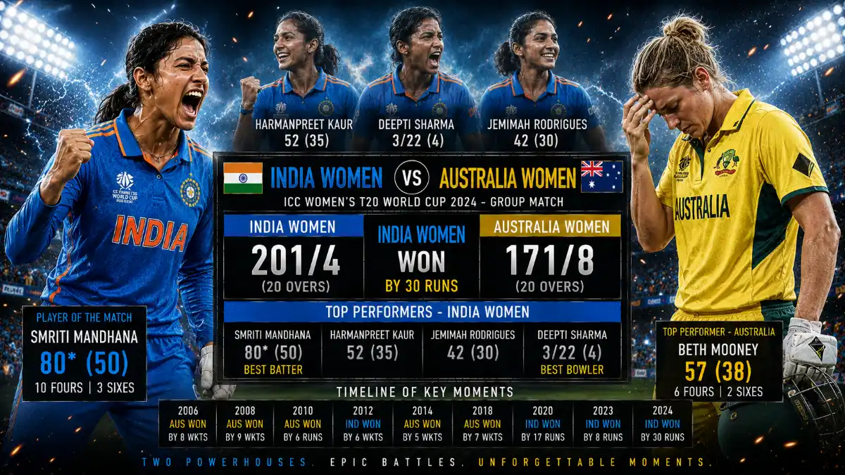 India Women vs Australia Women's National Cricket Team Timeline