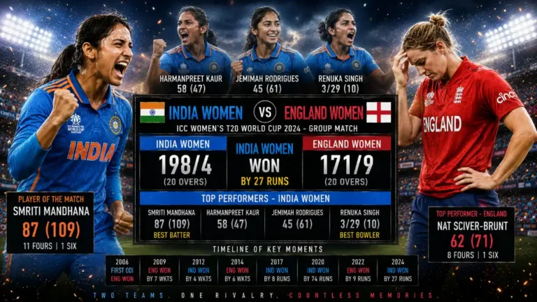 India Women vs England Women's National Cricket Team Timeline
