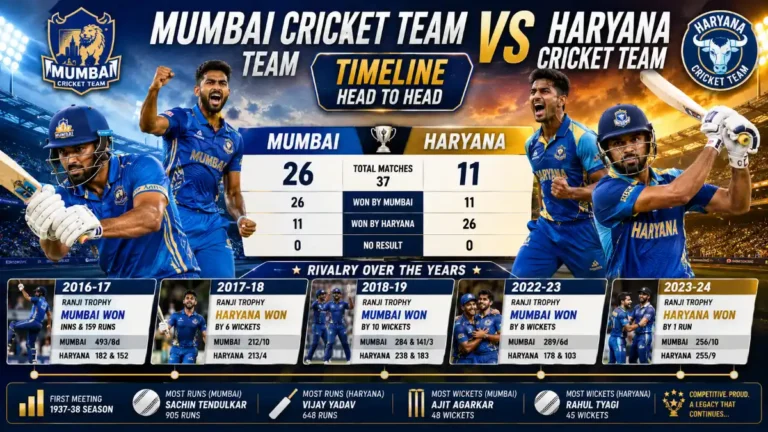 Mumbai Cricket Team vs Haryana Cricket Team Timeline