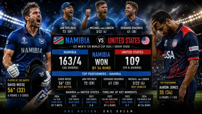 Namibia National Cricket Team vs United States National Cricket Team Timeline