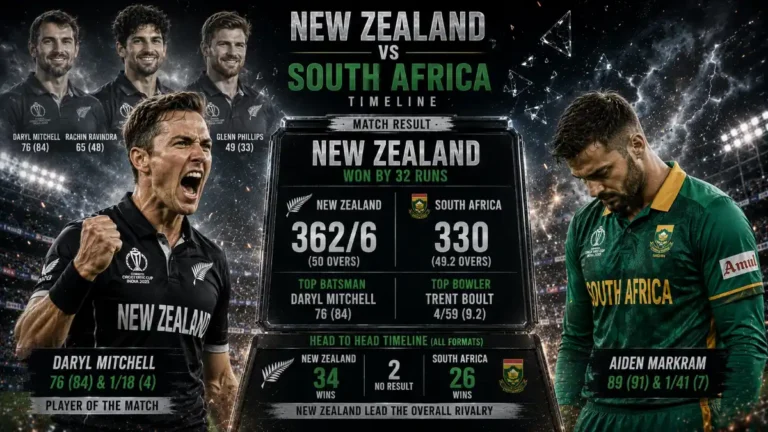New Zealand National Cricket Team vs South Africa National Cricket Team Timeline