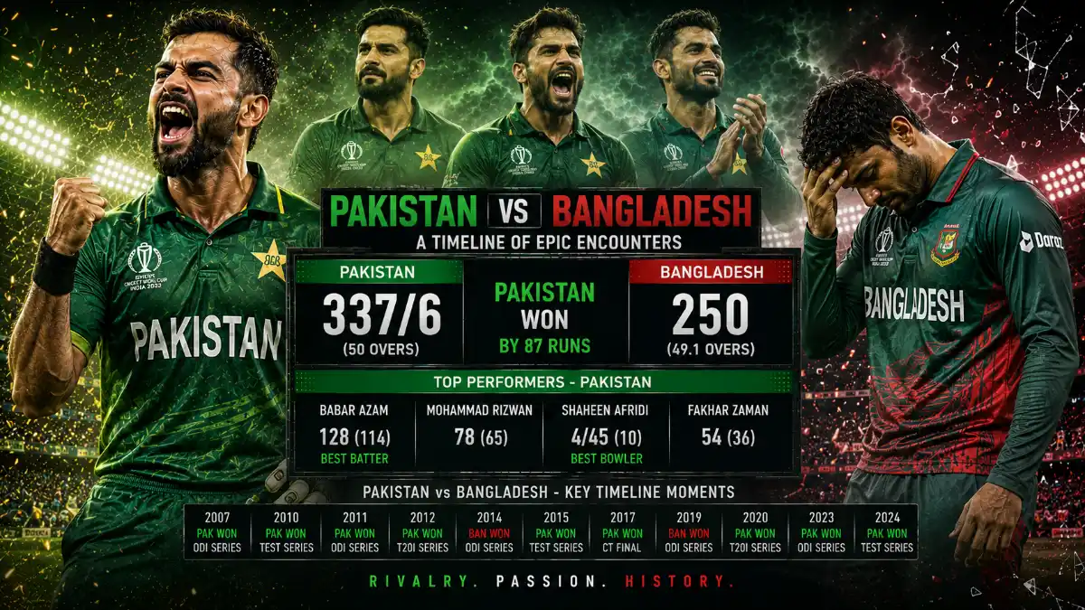 Pakistan National Cricket Team vs Bangladesh National Cricket Team Timeline