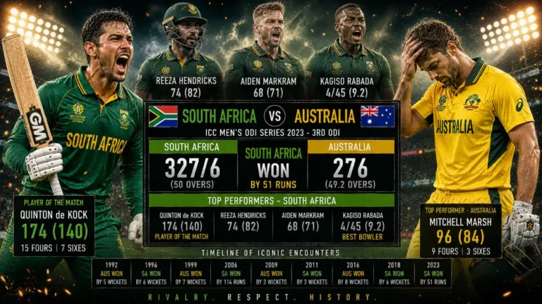 South Africa National Cricket Team vs Australia Cricket Team Timeline