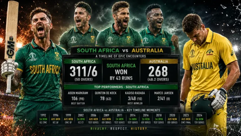 South Africa National Cricket Team vs Australian Men’s Cricket Team Timeline