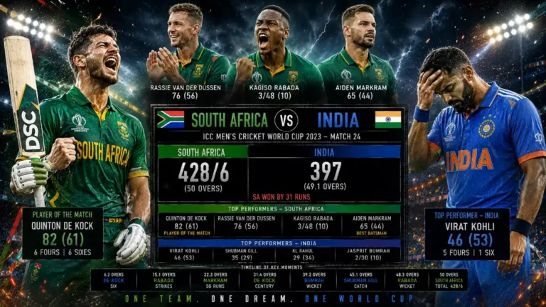 South Africa National Cricket Team vs India National Cricket Team match Scorecard