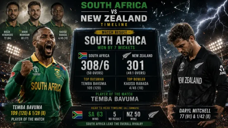 South Africa National Cricket Team vs New Zealand National Cricket Team Timeline