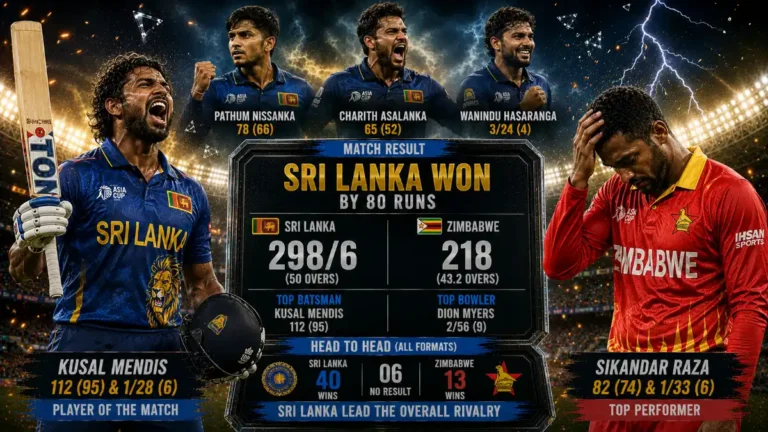 Sri Lanka National Cricket Team vs Zimbabwe National Cricket Team Timeline