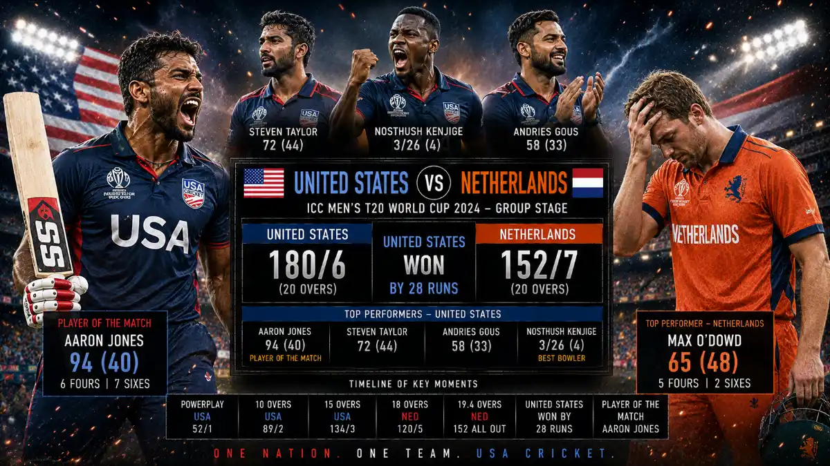 United States National Cricket Team vs Netherlands National Cricket Team Match Scorecard