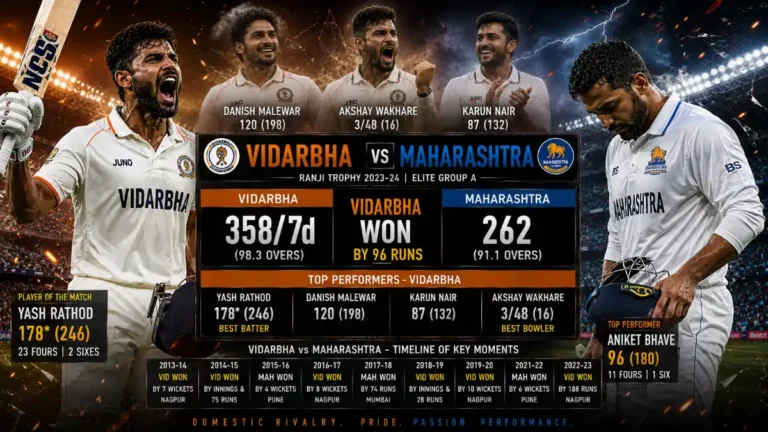 Vidarbha Cricket Team vs Maharashtra Cricket Team Timeline