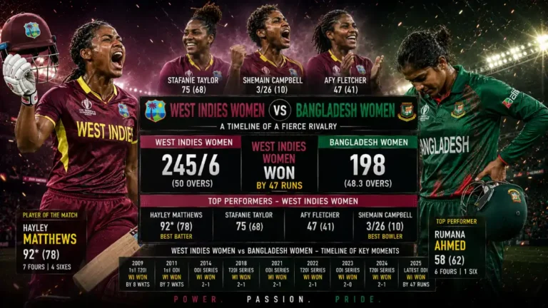West Indies Women vs Bangladesh Women's National Cricket Team Timeline