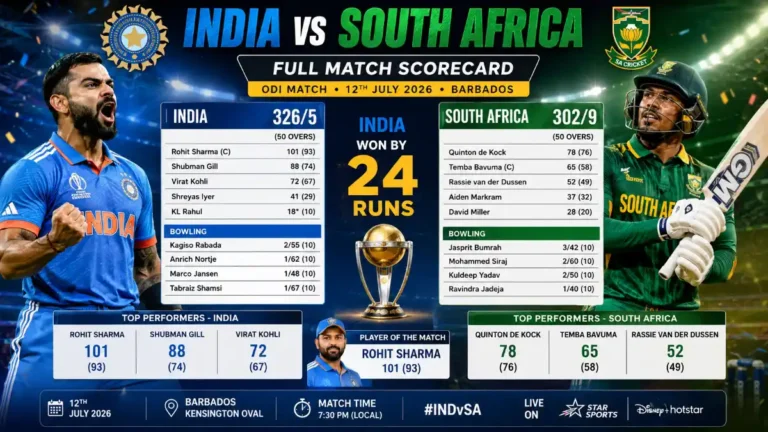 india national cricket team vs south africa national cricket team match scorecard