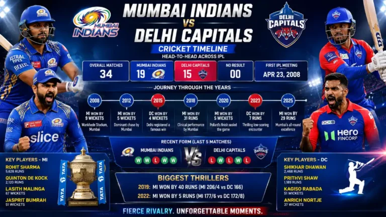 mumbai indians team vs delhi capitals cricket timeline