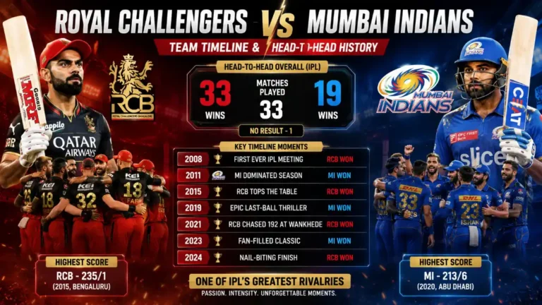 royal challengers cricket vs mumbai indians team timeline
