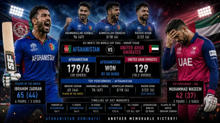 Afghanistan National Cricket Team vs United Arab Emirates National Cricket Team Match Scorecard